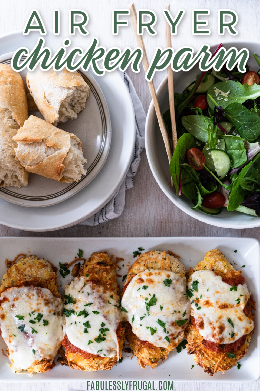Beautiful, creamy, and delicious chicken parmesan in the air fryer is your next dinner that the whole family will love