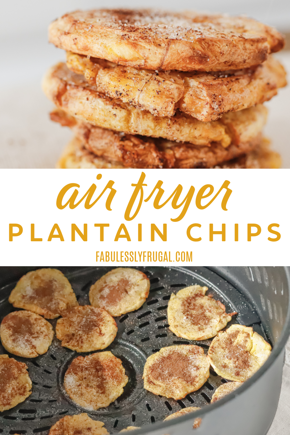 You will fall in love with this crunchy and sweet air fryer plantain chips. A quick and simple air fryer go-to recipe that is healthy and delicious!