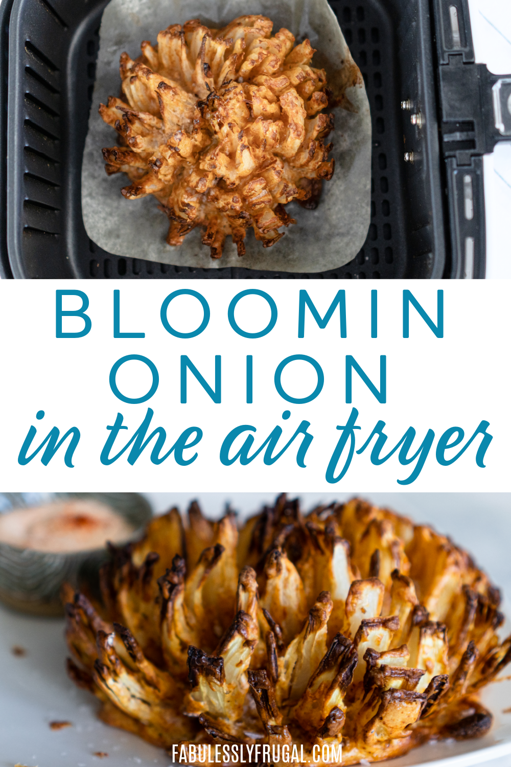 Enjoy a bloomin onion in the air fryer in just 12 minutes! This air fryer recipe is a party hit that everyone loves!