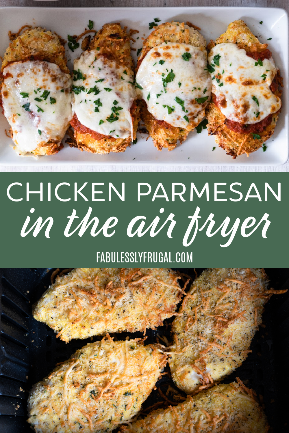 The best chicken parmesan you will ever have is made in the air fryer! Packed with flavor and made in 20 minutes, this air fryer recipe will be your next go-to