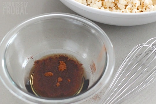 Ingredients for cinnamon popcorn recipe