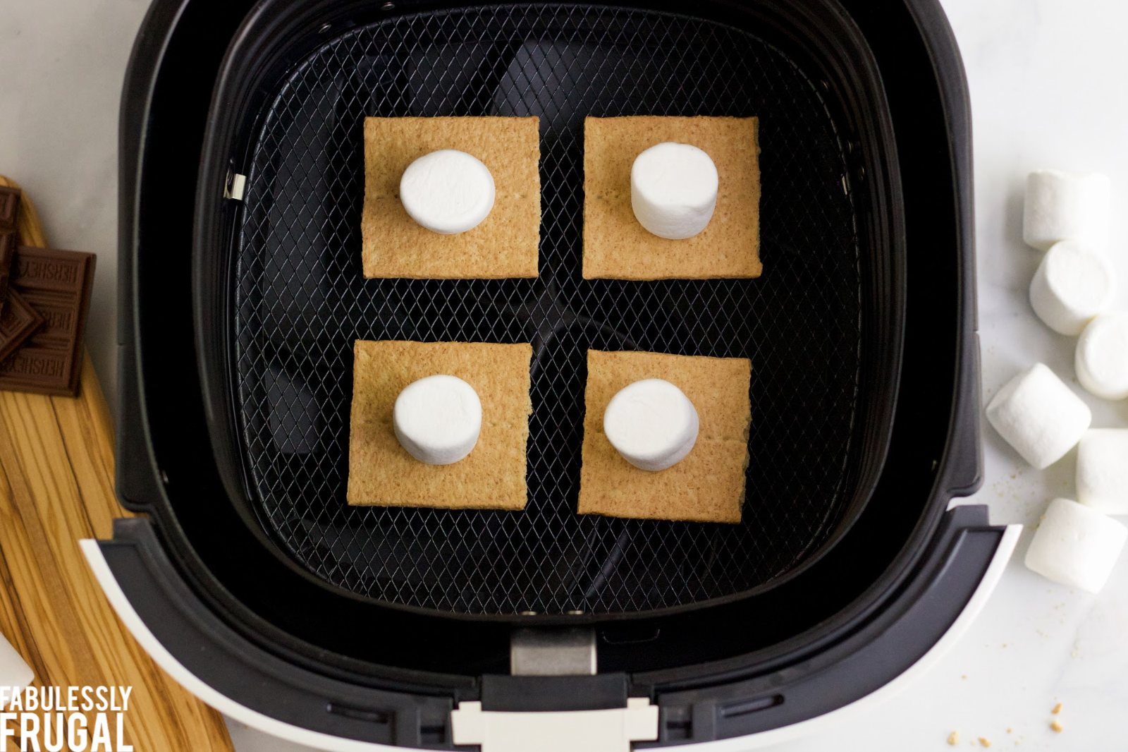 Graham crackers topped with marshmallows in air fryer