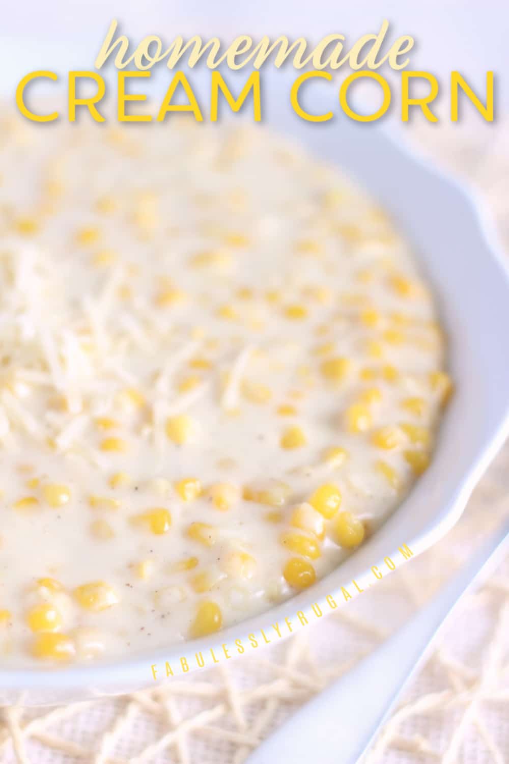 Homemade cream corn topped with parmesan