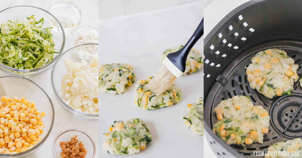 You only need 6 ingredients to make these amazing air fryer zucchini corn fritters