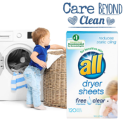 120 Count All Fabric Softener Dryer Sheets for Sensitive Skin, Free Clear...