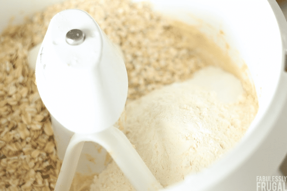 Mixing in oats to batter