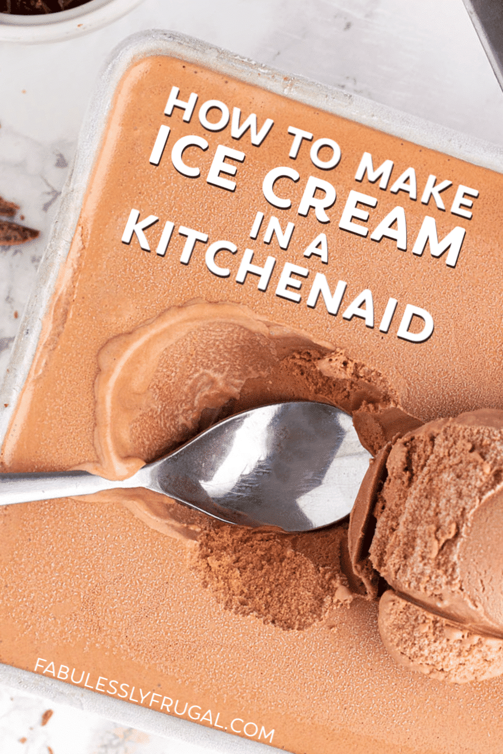 Homemade chocolate ice cream in the kitchenaid mixer