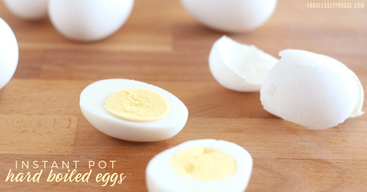 instant pot hard boiled eggs cut in half and peeled