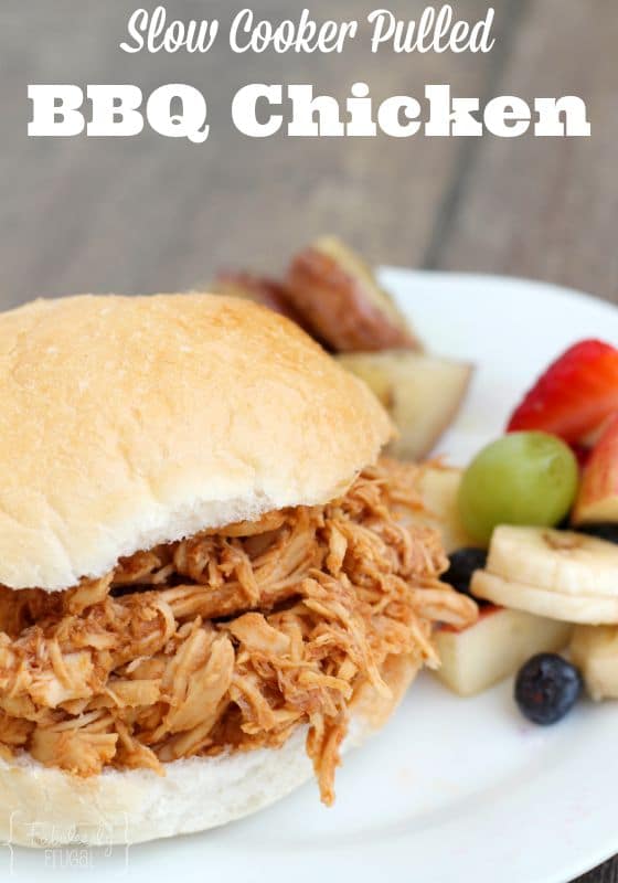 Slow Cooker Pulled BBQ Chicken with easy homemade sauce