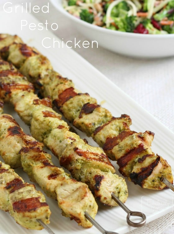 easy grilled pesto chicken kebabs recipe