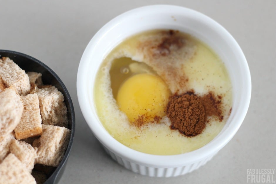 ramekin with egg and other ingredients