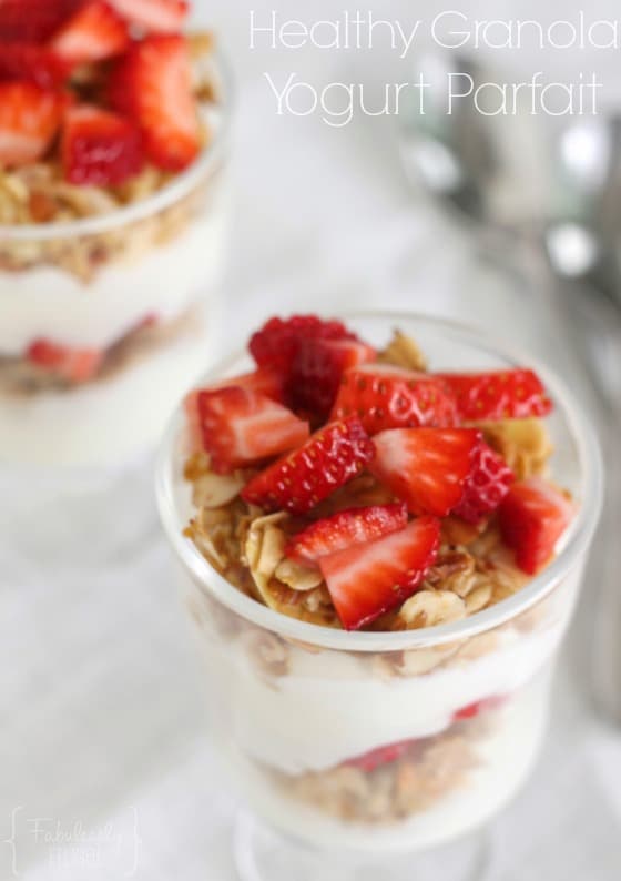 healthy yogurt parfait snack with homemade granola recipe