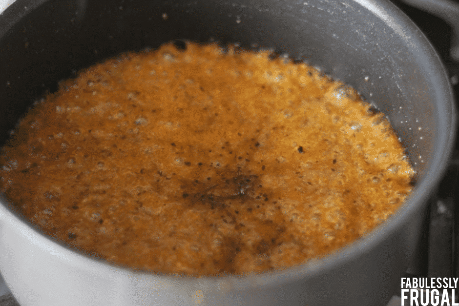 Boiling honey parmesan gravy