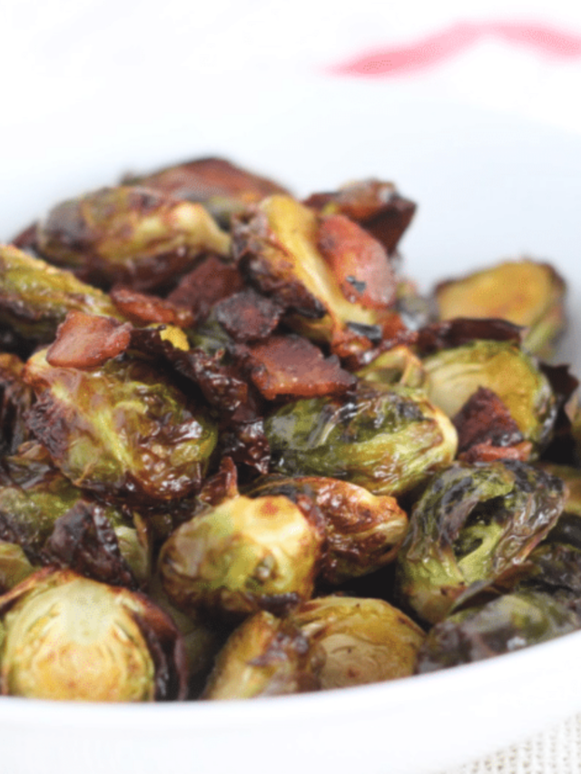 Air Fryer Brussels Sprouts with Bacon & Maple Syrup Story