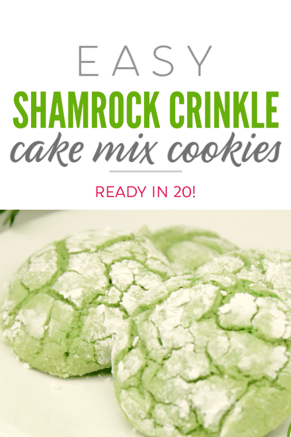 Easy Shamrock Crinkle Cake Mix Cookies