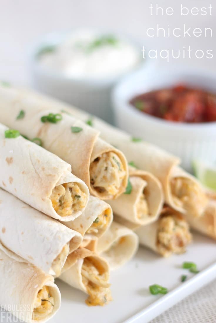 Easy, delicious baked chicken taquitos recipe and freezer meal