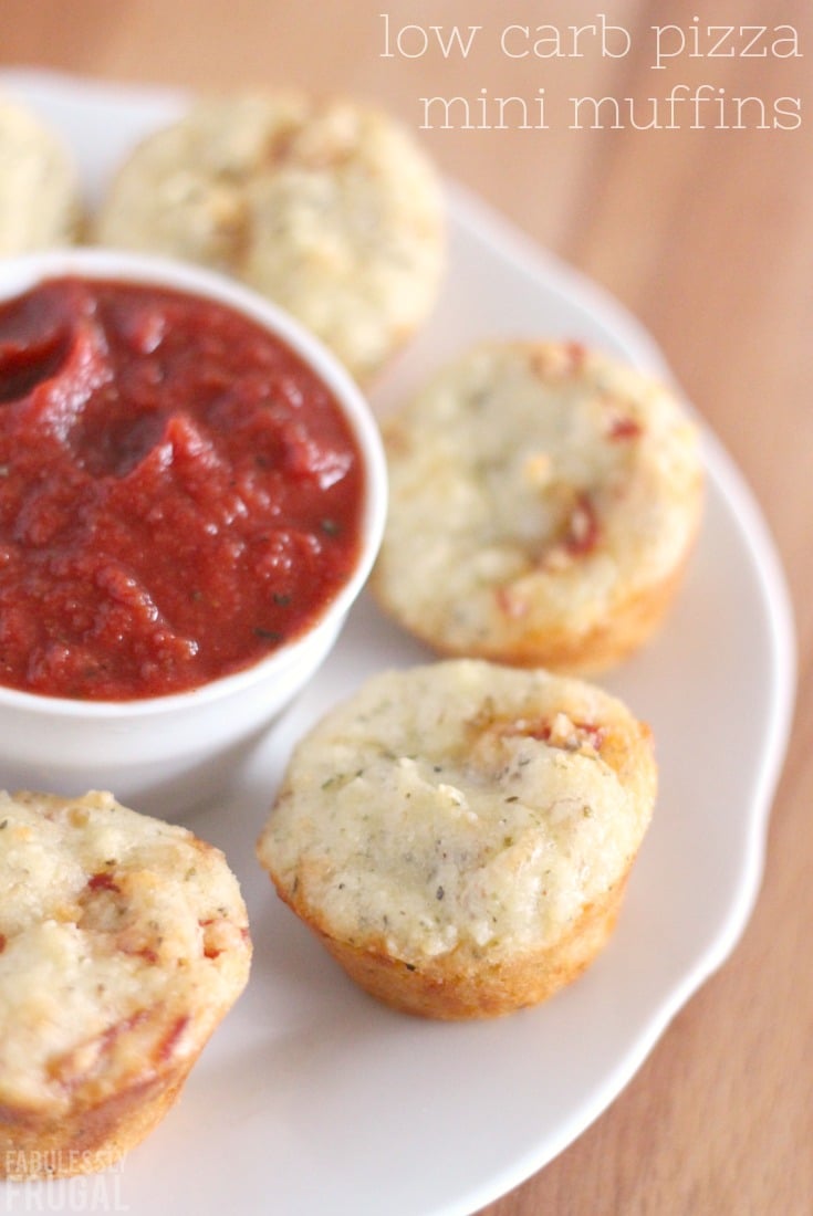 Low carb pizza muffins on a plate with sauce