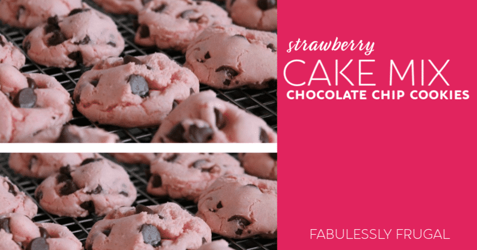 Valentines Strawberry Chocolate Chip Cookies from Cake Mix