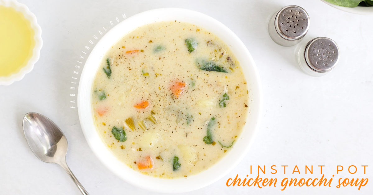 Bowl of chicken gnocchi soup