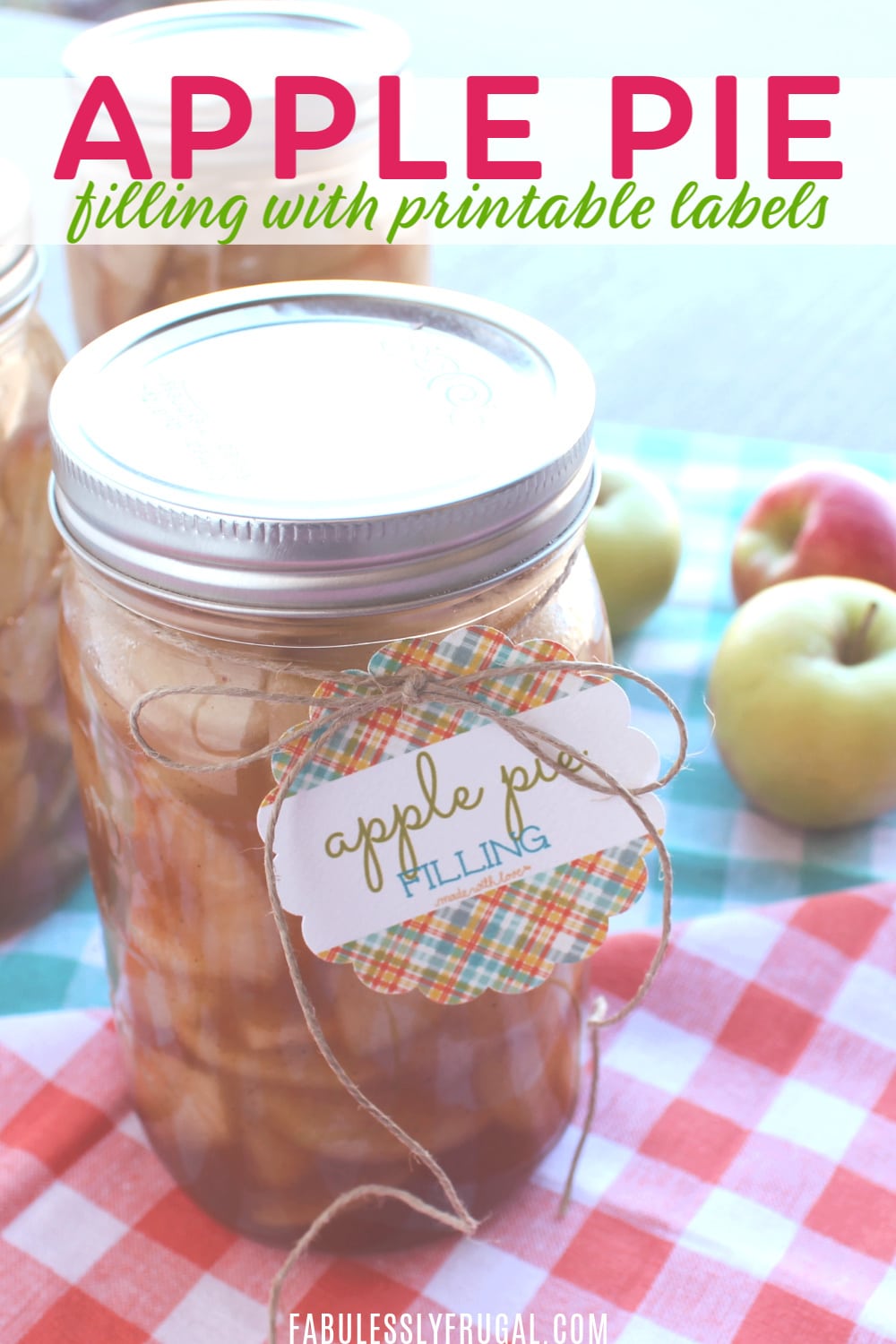 Canned apple pie filling with printable