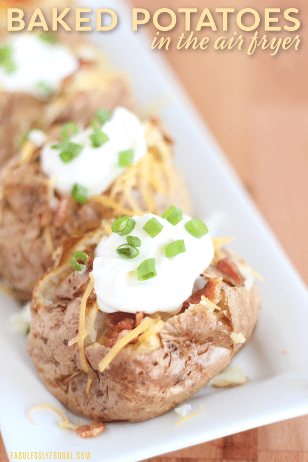 Crispy air fryer baked potatoes with toppings