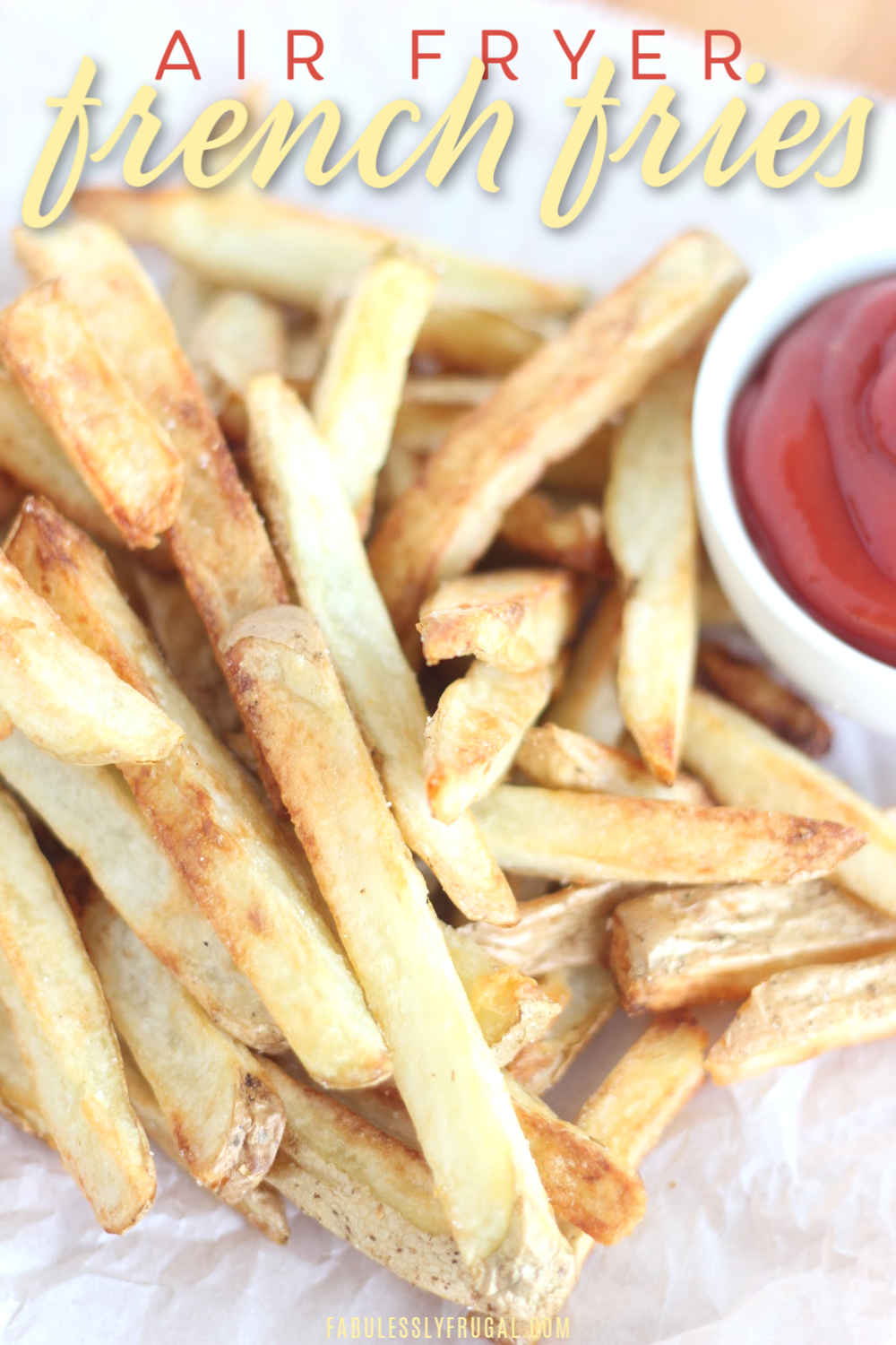 Crispy fries next to ketchup
