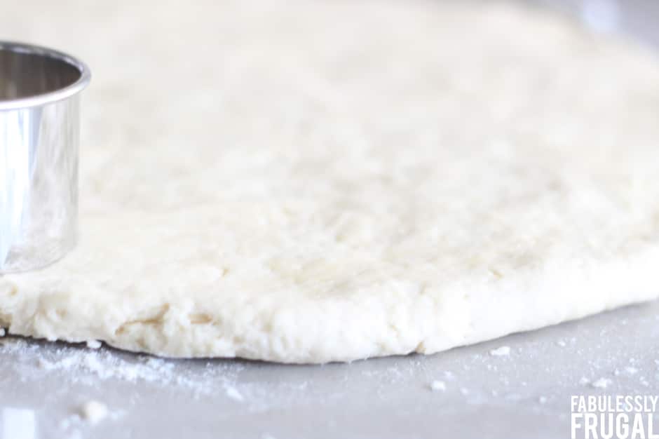 Cutting out biscuits from dough