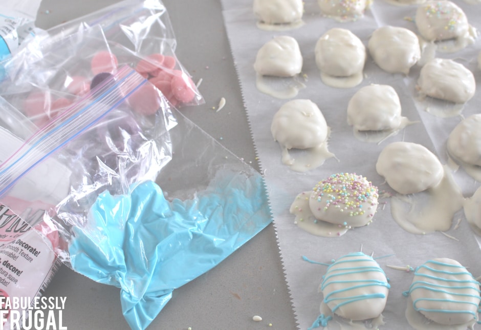 Decorating cookie dough easter egg
