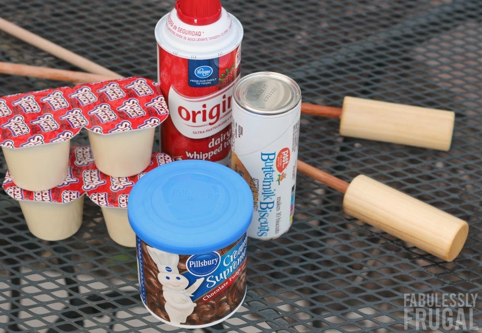 Ingredients and supplies for campfire eclairs