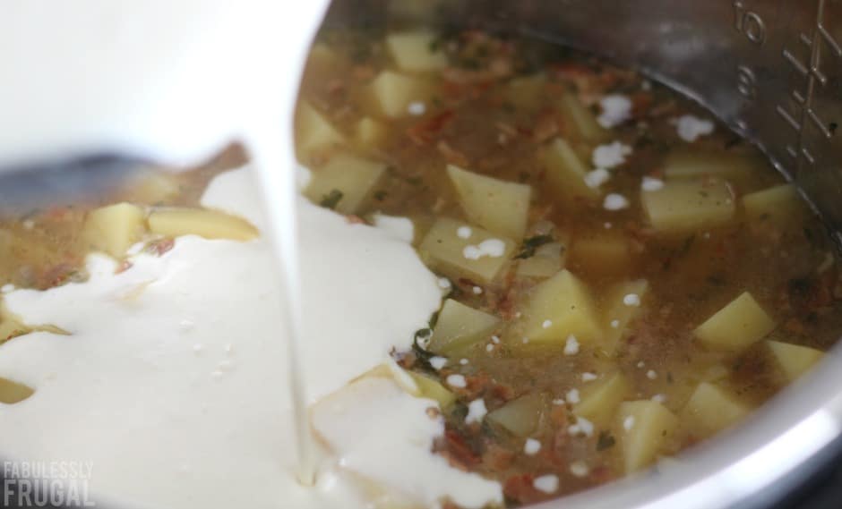 Adding cream to instant pot potato soup
