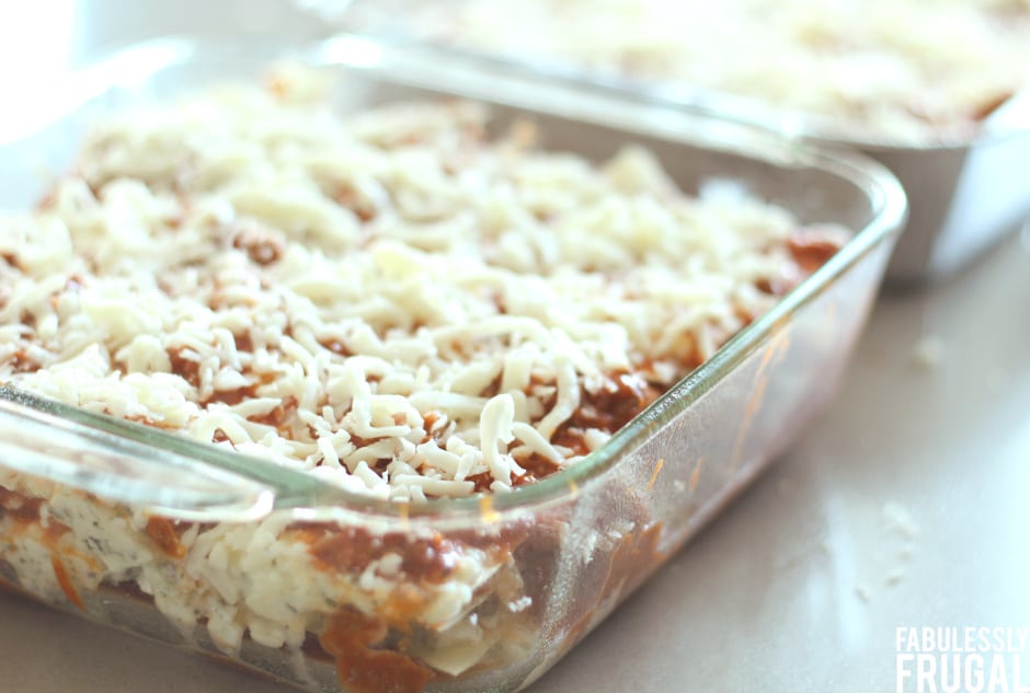 Freezer lasagna recipe ready for the oven