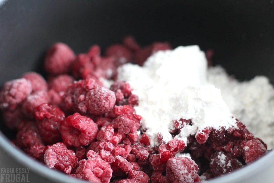 frozen raspberries and swerve sweetener 