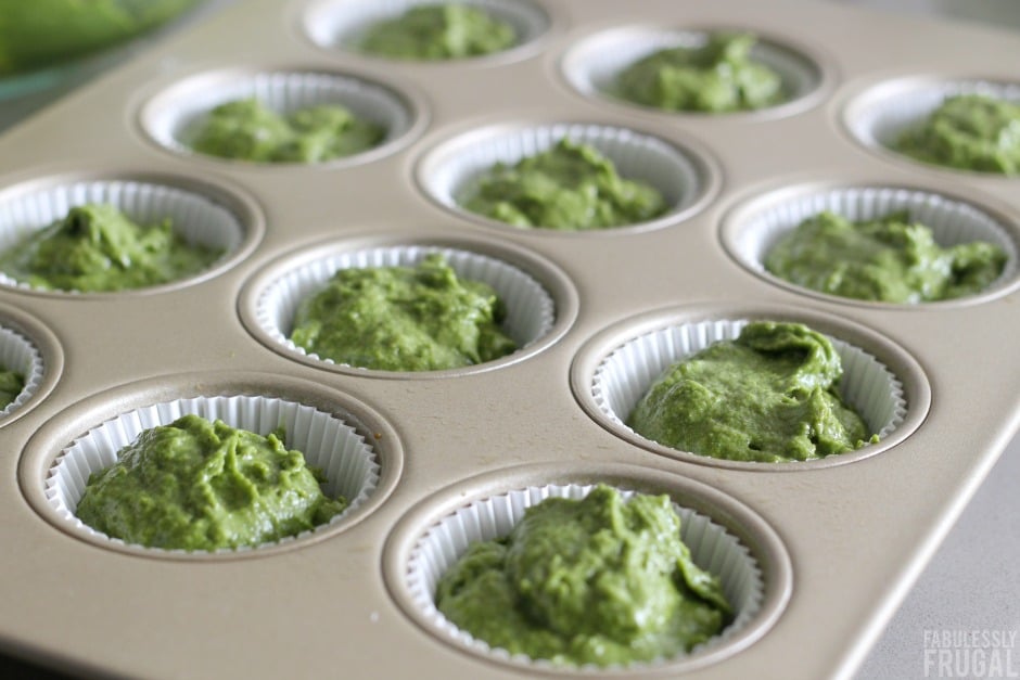 Spinach muffins in the muffin pan