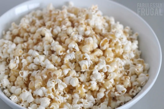 Large bowl of healthy caramel popcorn