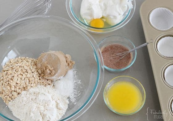 ingredients for peach oatmeal muffins