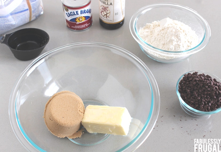 Ingredients for cookie dough easter egg truffles
