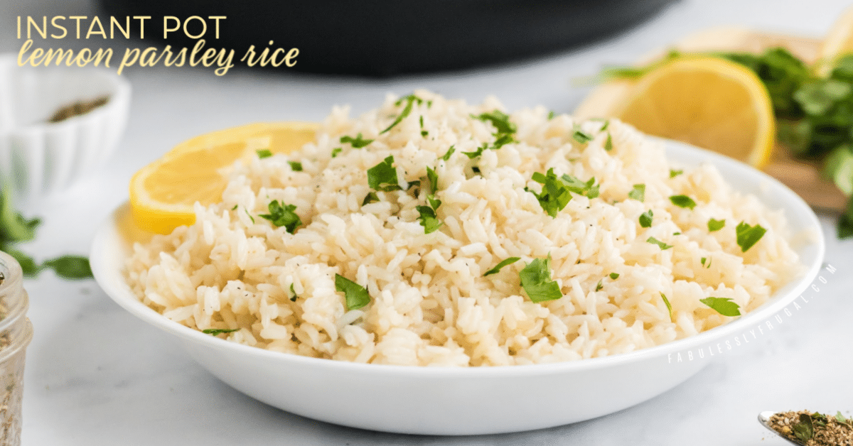 Lemon parsley rice in a bowl