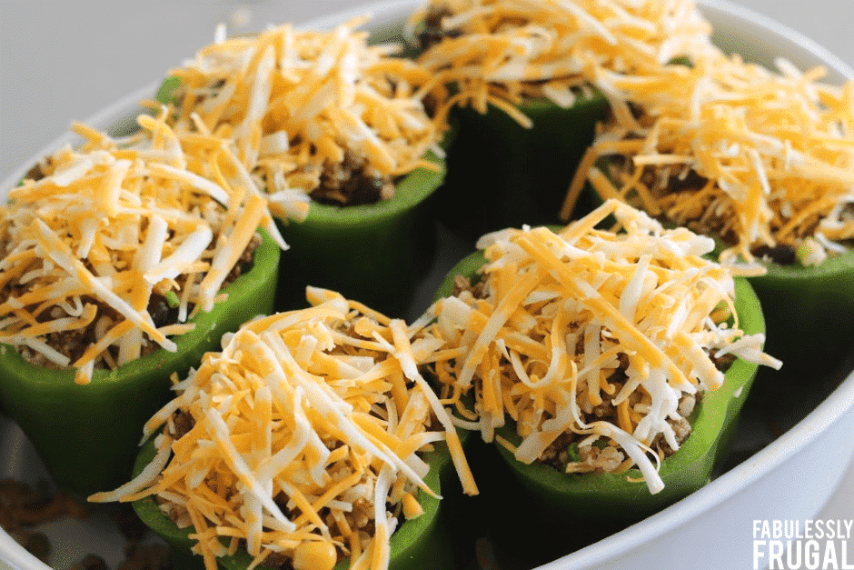 Mexi stuffed green peppers freezer meal