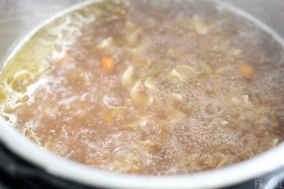 Cooking the instant pot chicken noodle soup