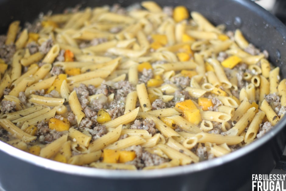 one pot sausage and butternut squash pasta