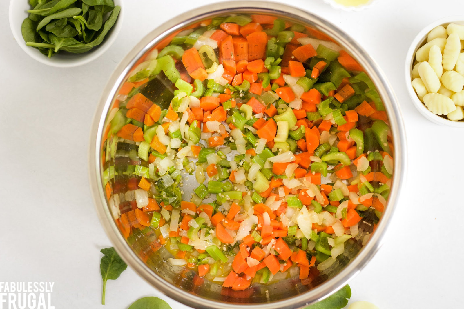 Onion, carrots, celery, and garlic in the instant pot