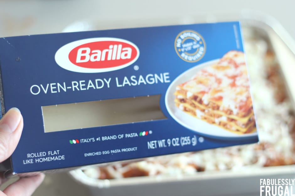 Oven ready lasagna noodles package