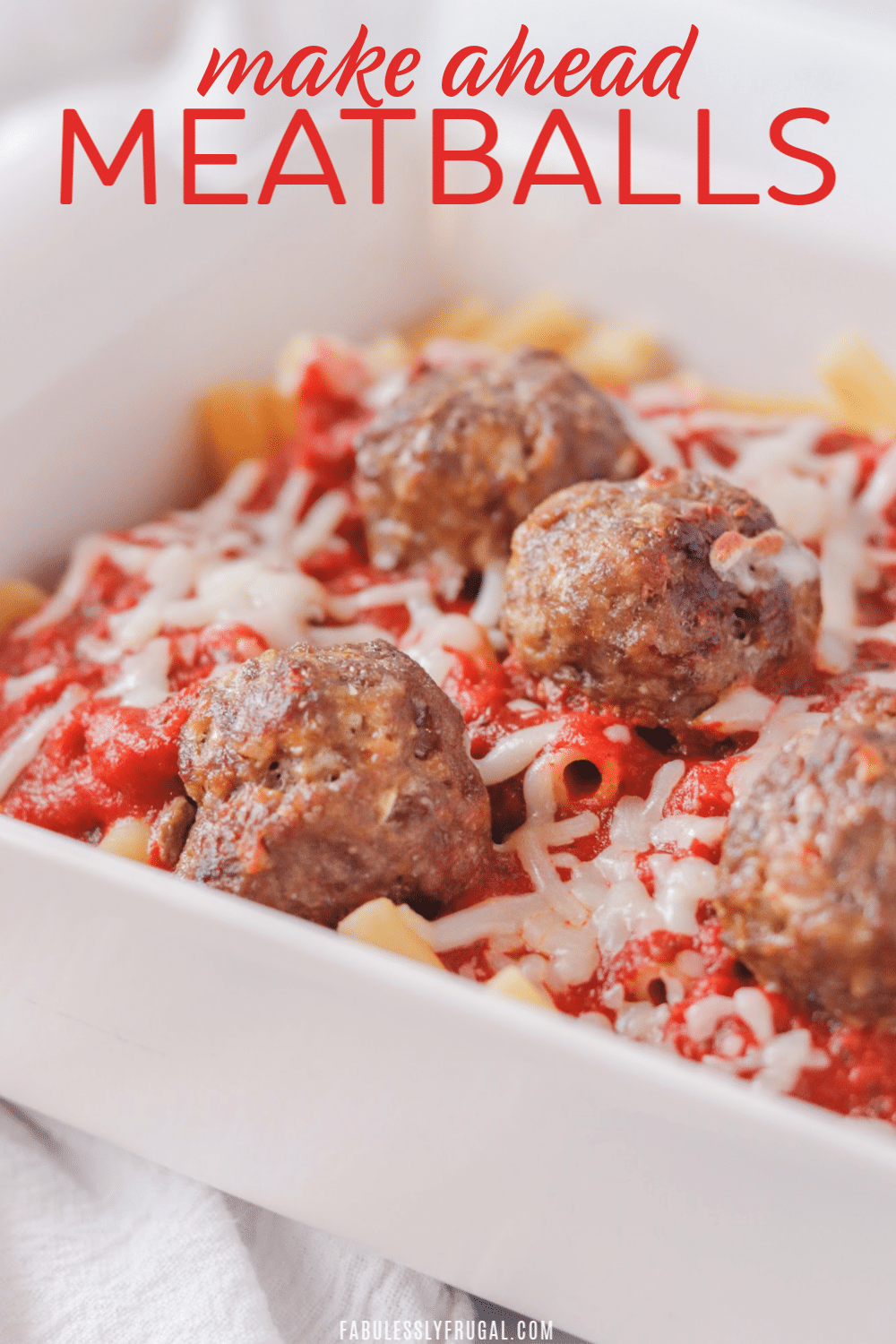 Pasta dish with freezable meatballs