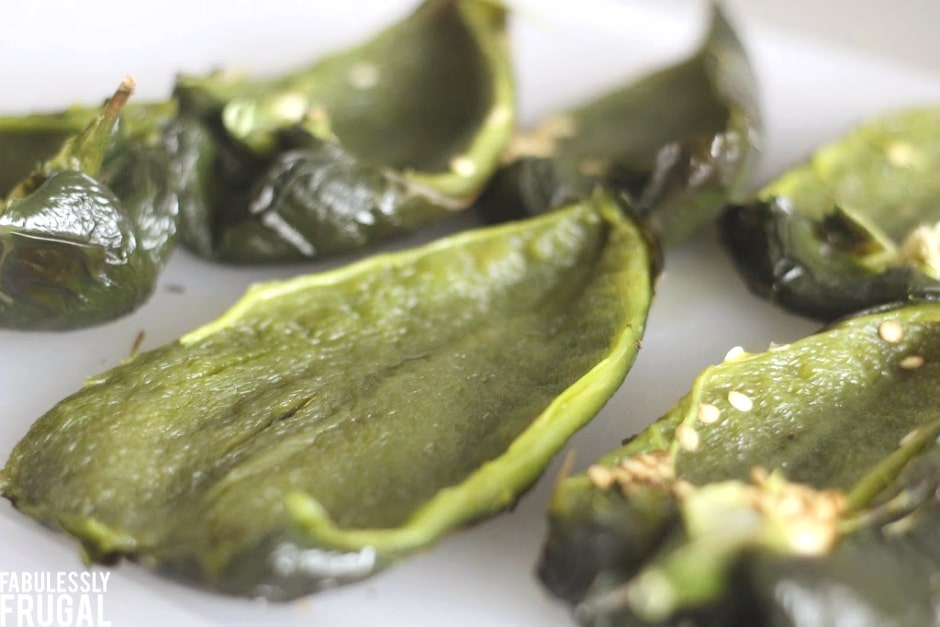 Poblano peppers cut