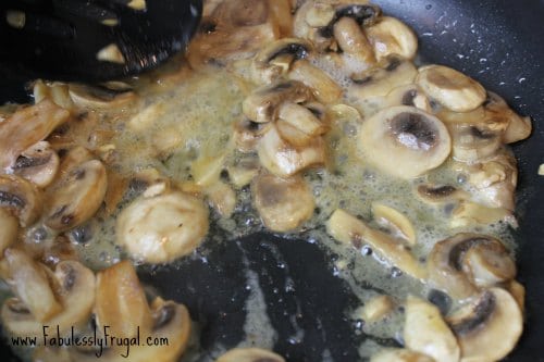 saute mushrooms for lemon butter sauce chicken