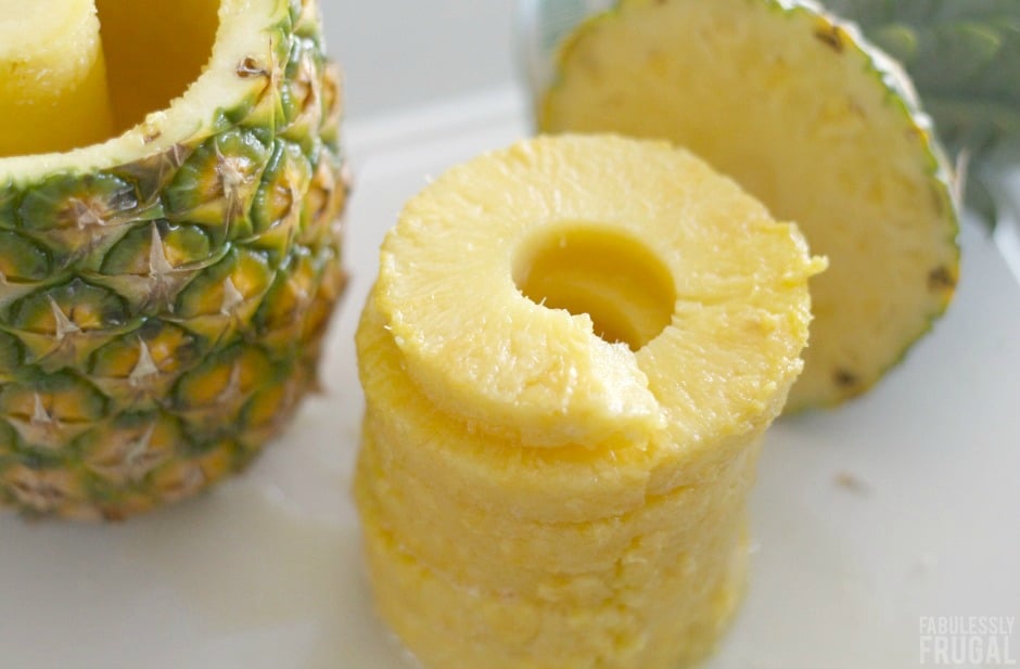 sliced and cored fresh pineapple