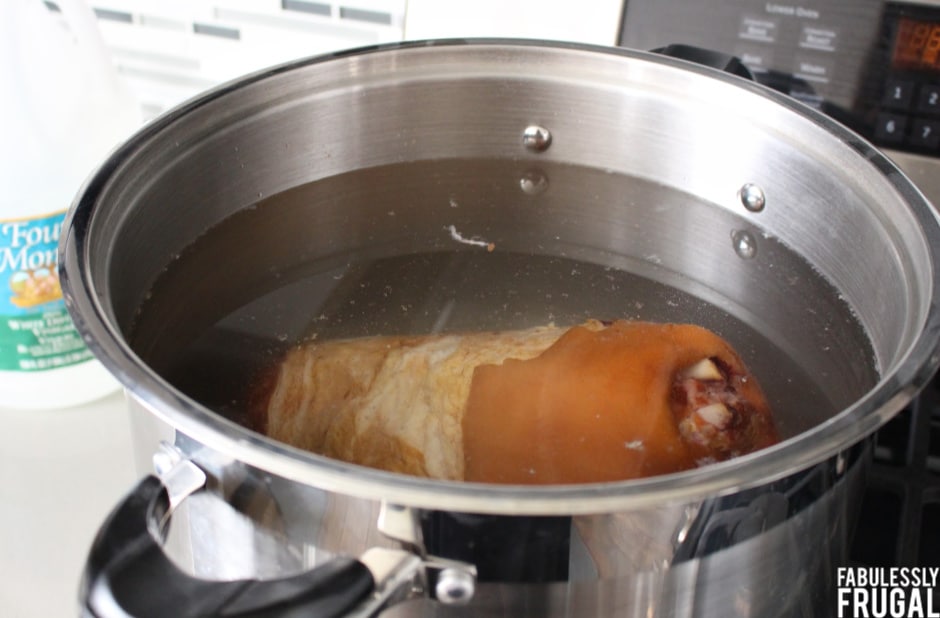 sweet baked ham boiling in vinegar water
