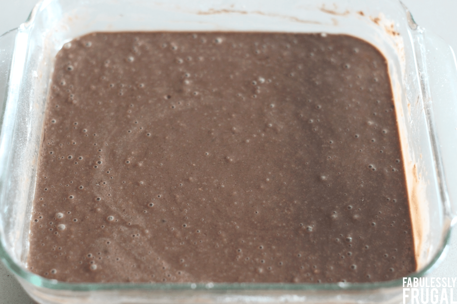 Mixed chocolate wacky cake batter ready to bake