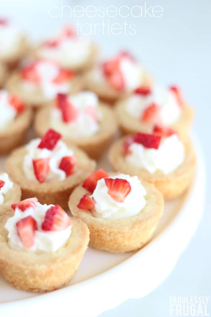 Cute little cheesecake tarts - perfect finger food dessert for 4th of July, BBQ, or any party