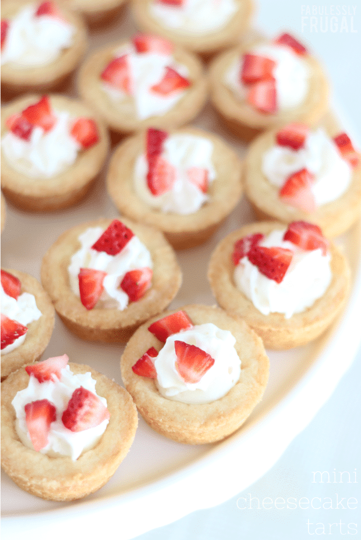 Mini cheesecake tartlets with shortbread tart shell and no bake cheesecake filling